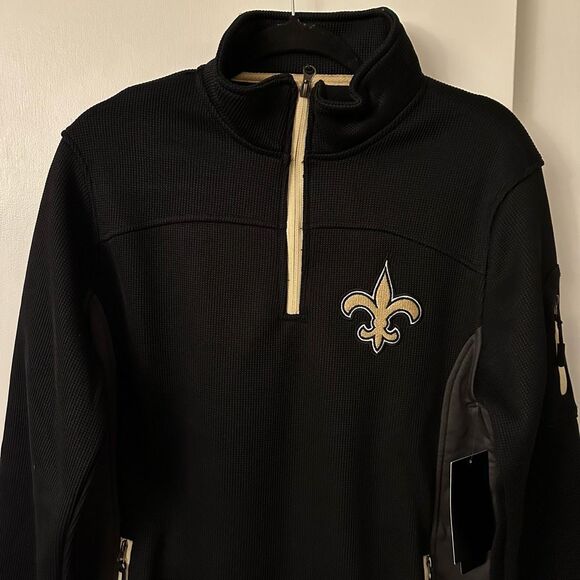 NFL Team Apparel NOLA Saints Unisex Quarter Zip Black Gold Small NWT - Picture 3 of 12